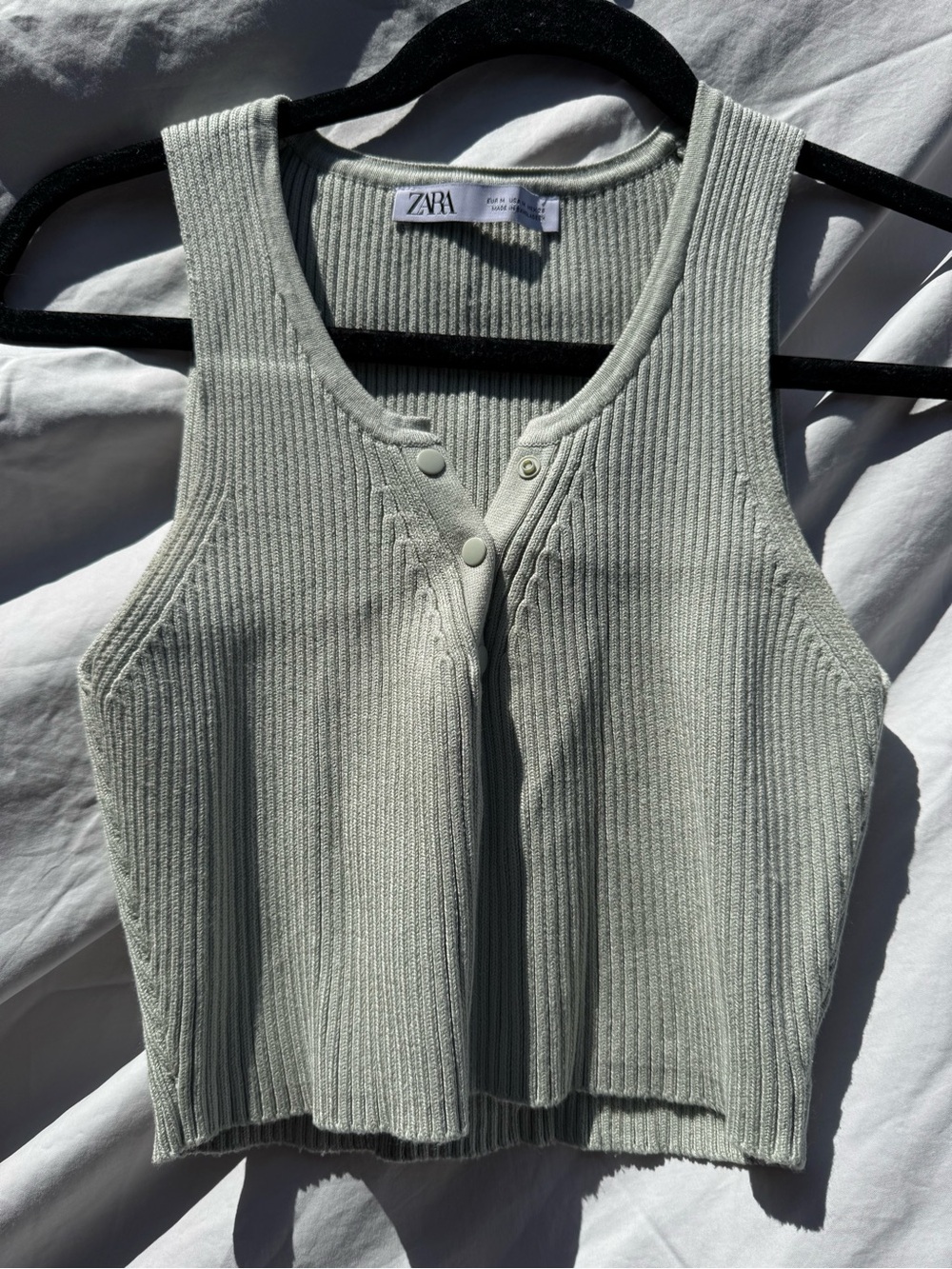 Zara Ribbed Crop Tank Top - Picture 2 of 6